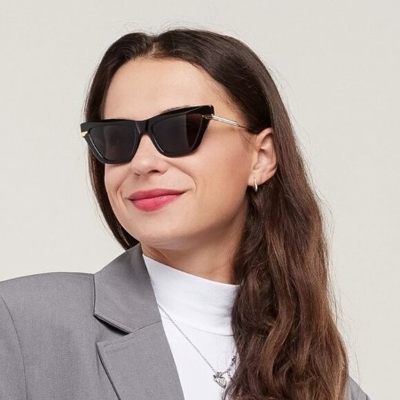 NEW BOTTEGA VENETA BV1241S 001 SUNGLASSES WOMEN BLACK GOLD CAT EYE SUNGLASSES - Picture 5 of 11